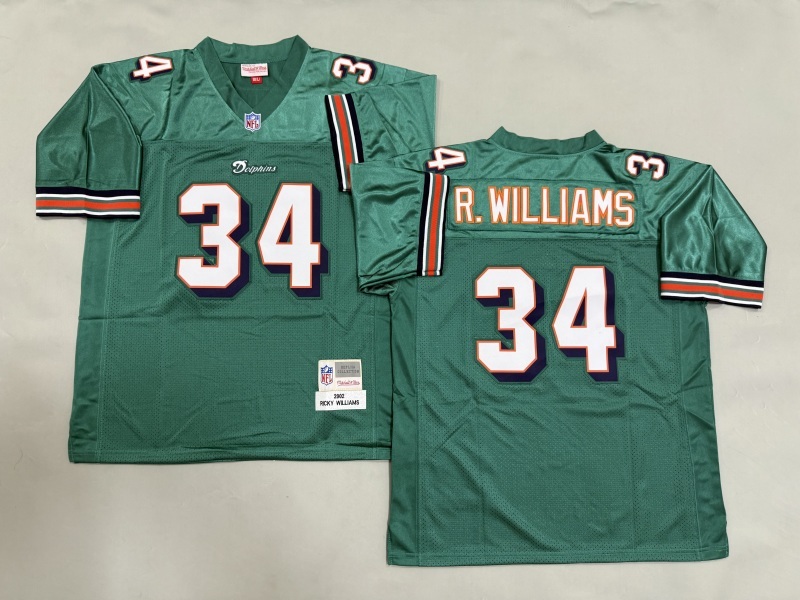 Men 2025 Miami Dolphins #34 R.Williams green Throwback Limited NFL Jersey style 001